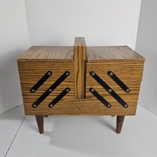 Vintage 3-tier Accordian Sewing Box Mid Centu...