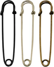 Set of 12 Extra-Large 4" Steel Safety Pins for Blankets, Skirts, Crafts
