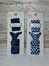Wonder Nation Boys Necktie And Pocket Square Set Of 2 Navy Blue And Blue Plaid