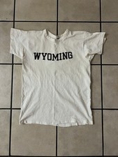 Vintage 80s Champion Made in USA Wyoming White Single Stitch T Shirt Size XL
