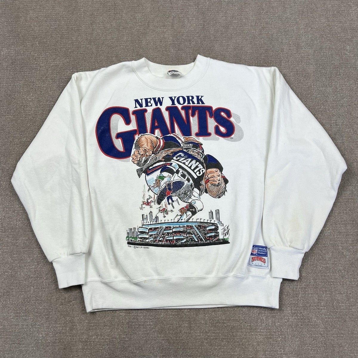 Vintage 90s Nutmeg New York Giants Jack Davis Sweatshirt Mens