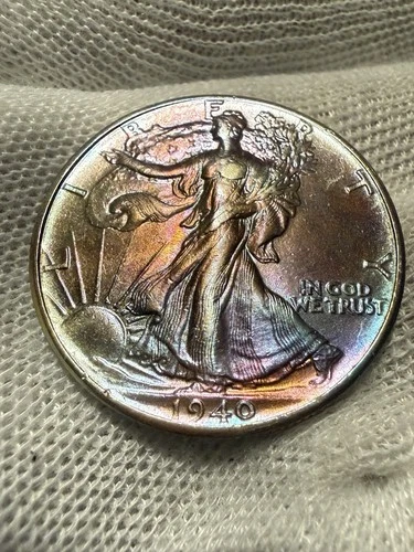 1940 Walking Liberty Half Dollar Unc+ High Grade Toned