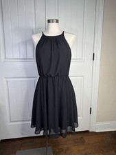 Francesca's Blue Rain Dress Women’s Size Medium Black Strappy Mini