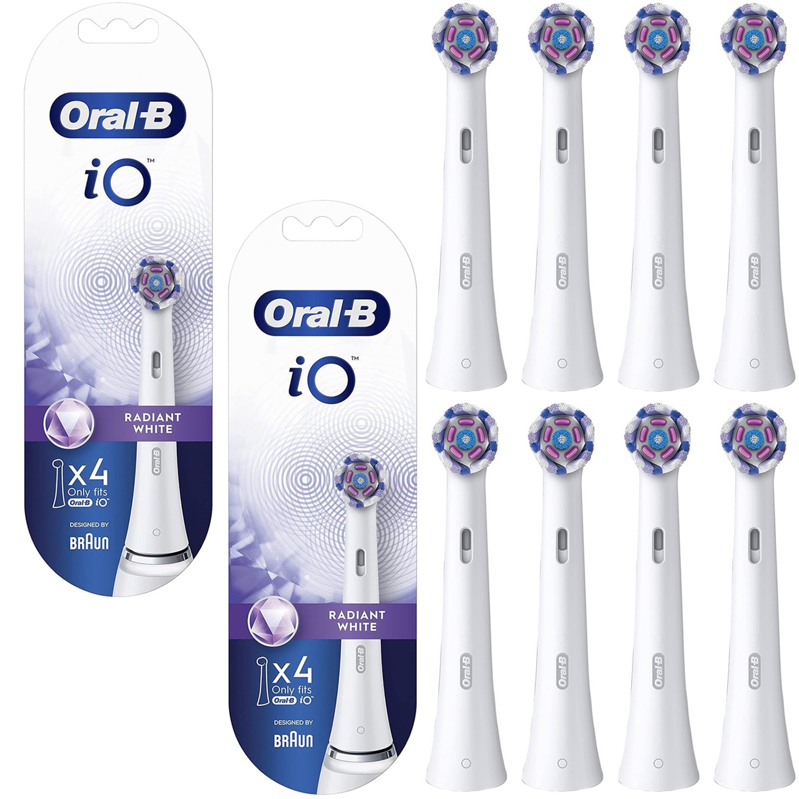 8 Count Ultimate Radiant White Electric Toothbrush Head Plaque Removal Bristles