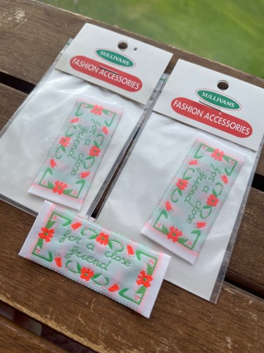 SULLIVANS For A Close Friend Flower 3 x Patches Sew On Tags Pack NEW 5.8 x 2.5cm