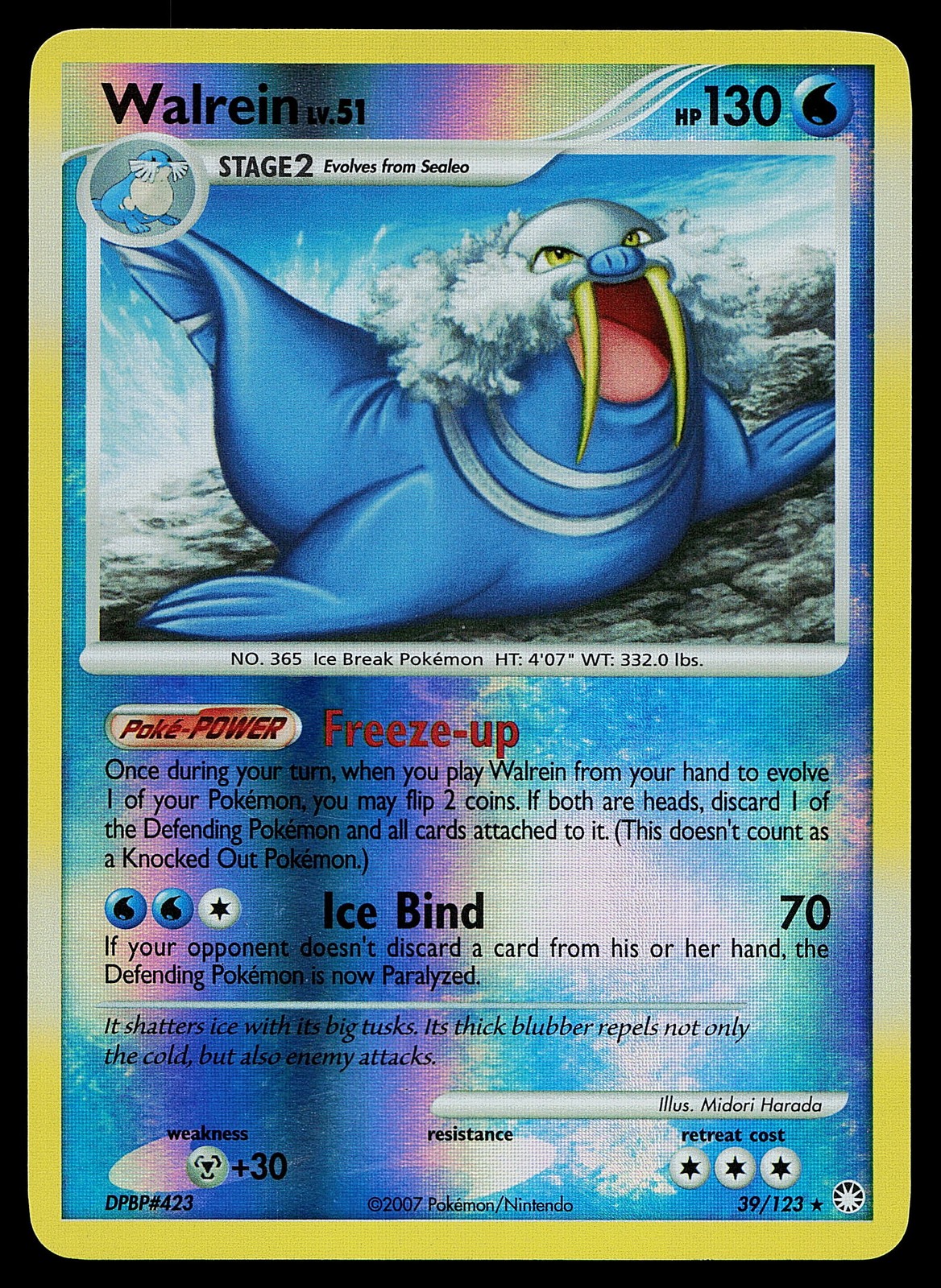 Pokemon Card - Walrein Mysterious Treasures 39/123 Reverse Holo