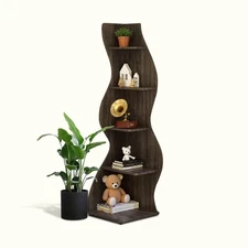 Corner Shelf Storage, 5-Tier Corner Wall Shelf, Modern Corner Shelves Stand B...