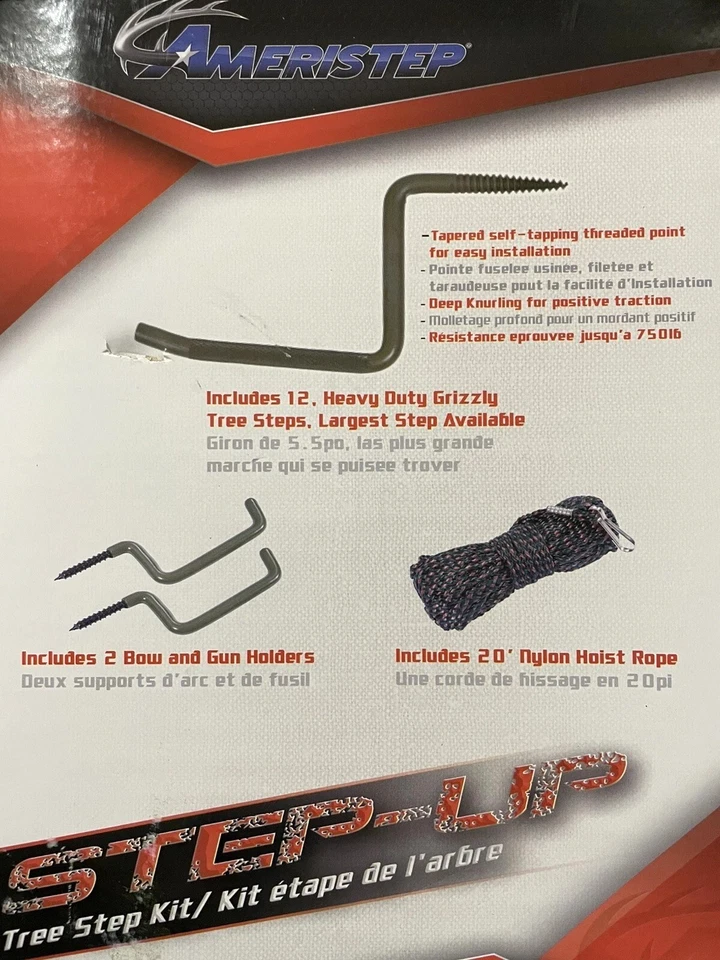 AMERISTEP TREE STEP 12 Pack with a 5.5" Step Area 2 Bow/Gun Holders & Hoist Rope - Image 2 of 2