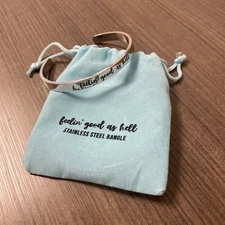 Stainless Steel Mantra "Feelin' Good As Hell" Bangle Cuff Bracelet