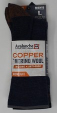 Avalanche Crew Copper Merino Wool Wicking  Odor Midweight Mens L 6-12 2 Pack