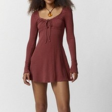 Kimchi Blue urban outfitters mini peasant dress milkmaid ribbed stretch y2k 