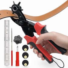 Leather Hole Punch,Belt Hole Puncher for Leather, Revolving Punch Plier Kit