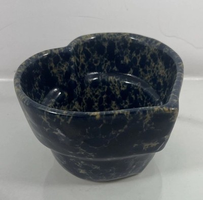 Bennington Pottery 1948 Blue Agate Heart Shaped Baker Bowl Made in Vermont USA