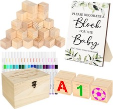 86pcs Baby Shower Game Kit Wooden Blocks Markers Sign DIY Party Decor Set