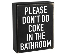 Pigort Wood Funny Bathroom Decor Sign, 'Please Don't Do Coke' - 5 x 6 x 1.8 I...