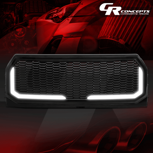 REJILLA DE PARACHOQUES DELANTERO DE MALLA DE PANAL BRILLANTE CON BARRA LED PARA FORD F-150 2015-2017 - Imagen 1 de 10