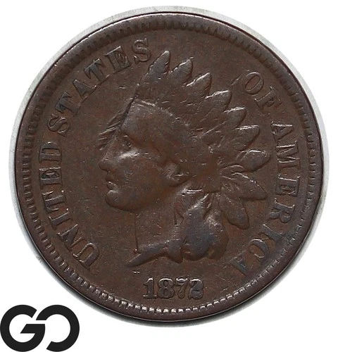 1872 Indian Head Cent Penny, Choice Fine Key Date