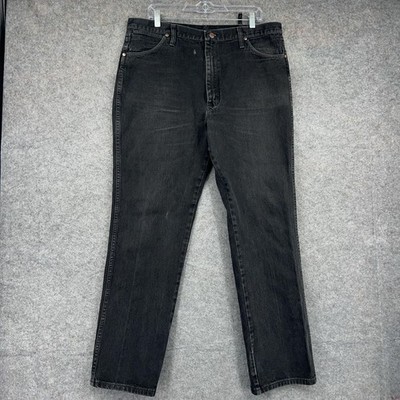 Wrangler 936WBK Jeans Mens 38x32 Black Charcoal Denim Slim
