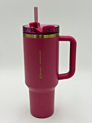 STANLEY X STARBUCKS BERRY GLITTER PINK GOLD TRIM 40 OZ HOLIDAY TUMBLER 2024  | eBay
