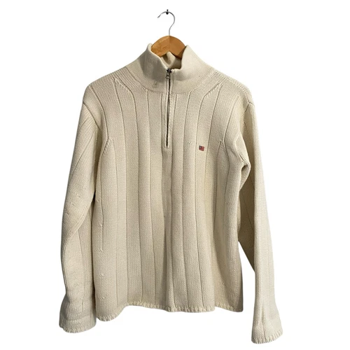 OFF WHITE Vintage Y2K Polo Jeans Ralph Lauren panna bianco sporco maglia cavo maglione uomo L