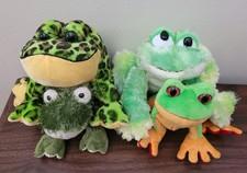 Ganz Webkinz Lot Of 4 Green Frog Plush Stuffed Animal Toys Bullfrog No Codes EUC