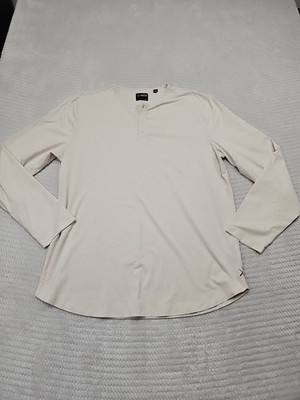 X Cuts Shirt Mens XL Cream 3 Button Henley Long Sleeve