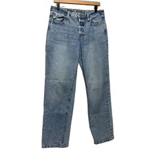 Wild Fable High-Rise Straight Leg Light Wash Button Fly Jeans Distressed Size 12