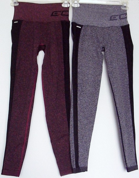 2x ECHT ARISE Scrunch Bum LEGGINGS Grey & Maroon Black trim Gym wear~ Women sz S