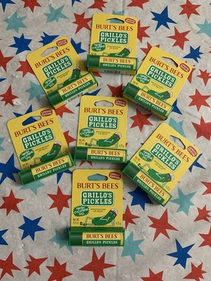 Lot of 7 NEW Burt's Bees Grillo's Pickles Lip Balm Cucumber Dill Limited Edition