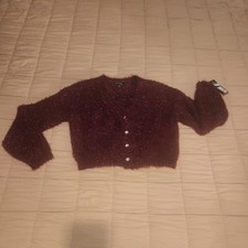 Girls' Eyelash Cardigan Sweater - art class Burgundy L 10/12 