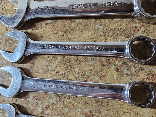 Snap-on 7 pc 12-Point Metric Short Combination Wrench Set 14/15/17/18/19/22/23mm - Foto 10 di 12