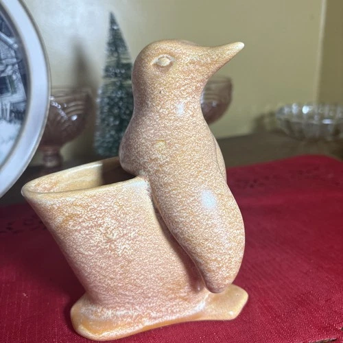 Vintage Hull Orange Penguin Figural Planter