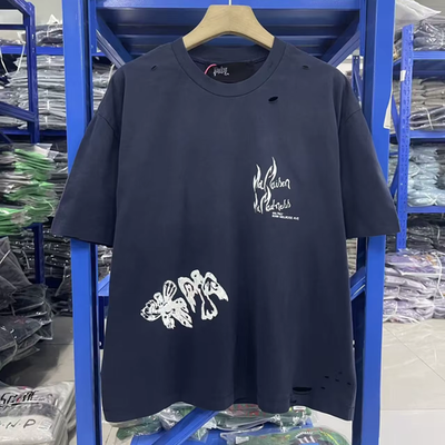 Paly Hollywood Ma Maison Tee 'Navy' Men's Distressed Heavyweight