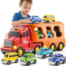 5 IN 1 Toddler Truck Boy Toys for Kids 2-6 Years Friction Power Vehicle Car Toy