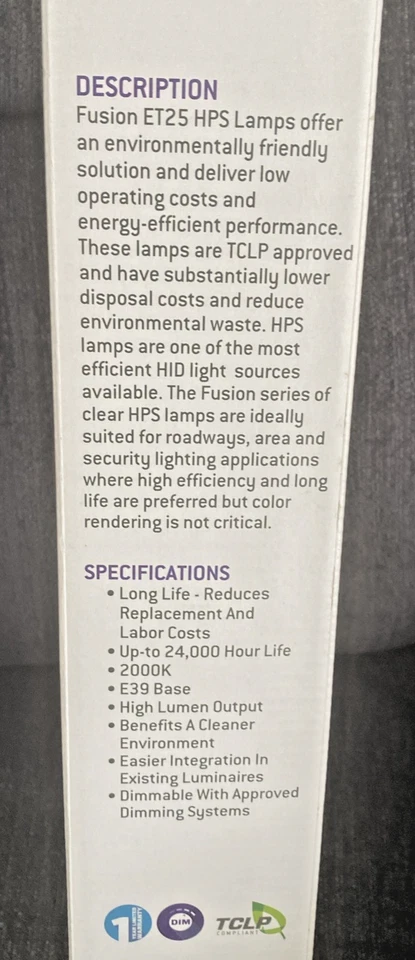 Three Fusion Lamps ET25 HIGH PRESSURE SODIUM  FHPS10000/M0G 2000k Candle Light - Image 3 of 4