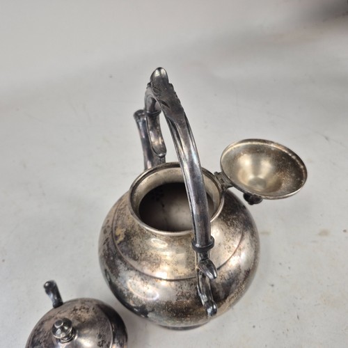 Vintage Silver Plate Tea Set Silver On Copper 3 Pce Teapot Creamer Sugar - Picture 13 of 22
