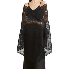 Women’s Floral Lace Shawls and Wraps for Evening Dress Fringe Lace Pashmina S...