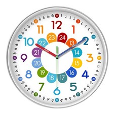 Kids Wall Clock 12 Inch Silent Non Ticking Kids Teaching Clocks Battery Operated