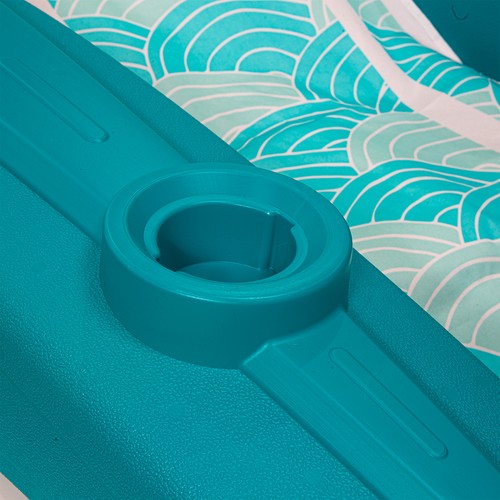 XtremepowerUS Swimming Pool Floating Chaise Lounge Cushion With Cupholder, Aqua - Picture 5 of 6