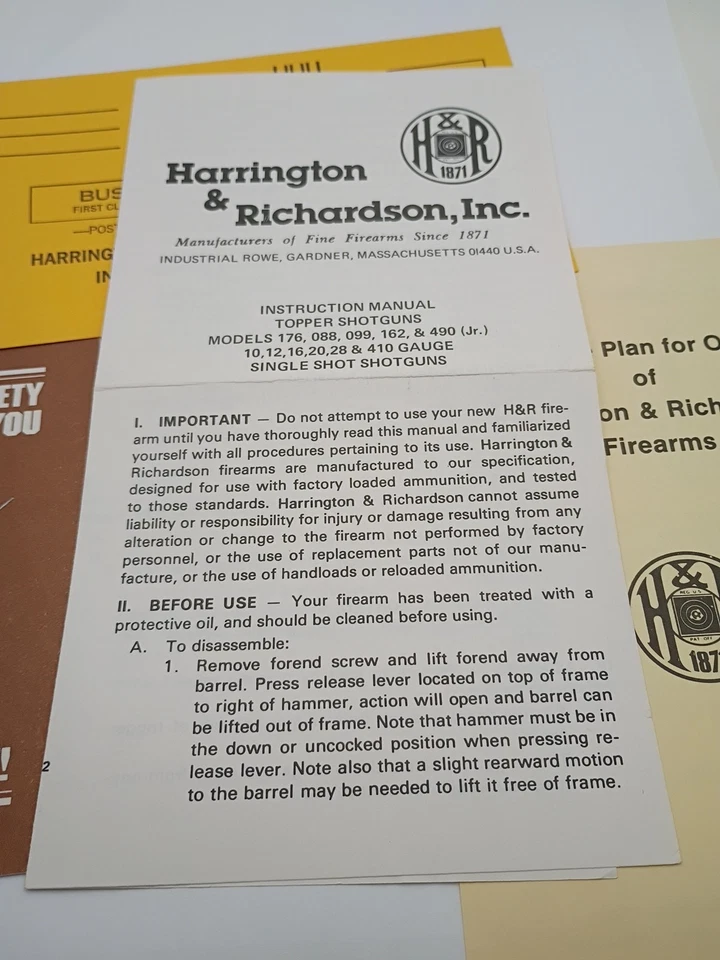 Escopeta H&R Topper Manual 1982 Modelos Originales 176 088 099 162 y 480 Jr Foto 2 de 4