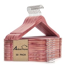 30 Pack Cedar Coat Hangers, Wooden Suit Hangers with Non-Slip Pant Bar, Cedar...