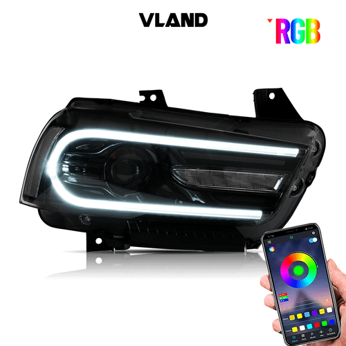VLAND Dual Beam RGB Color LED Headlights For 2011-14 Dodge Charger w/Sequential - Bild 2 von 14