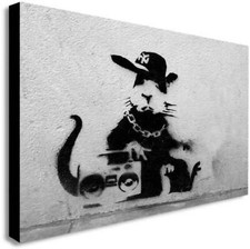 BANKSY RAT RAPPER CANVAS WALL ART DECO ready to hang all sizes small to xxl