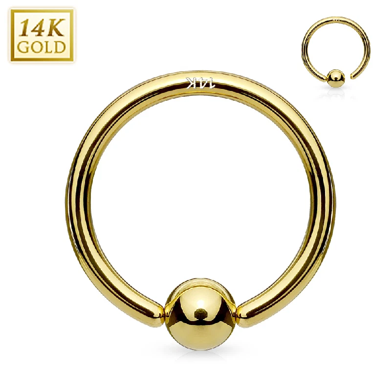 Anillo Aro Oro Blanco Sólido 14K y Oro Amarillo con Bola Fija Nariz Anillo Pezón Foto 4 de 4