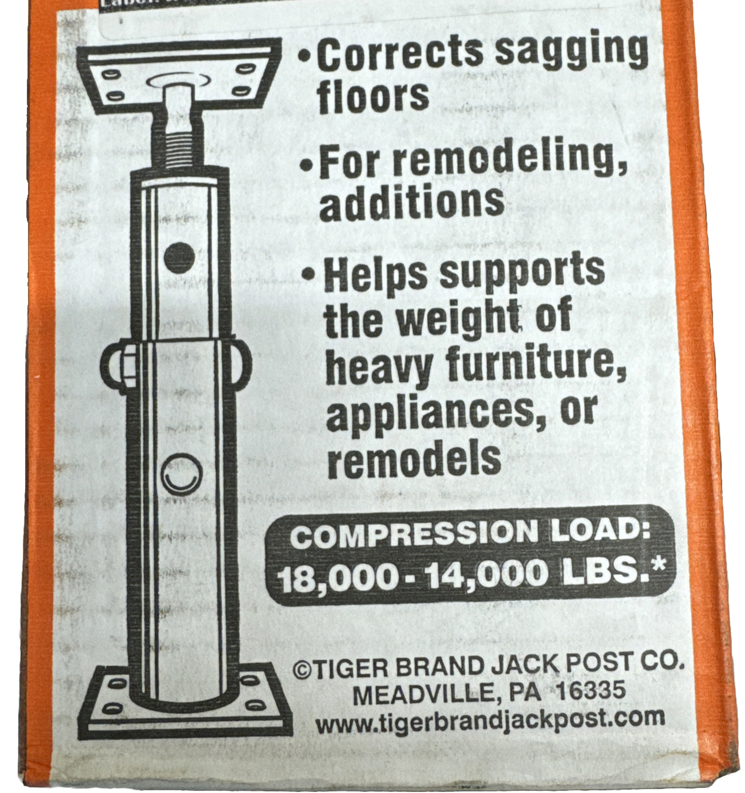 Tiger Brand JS55 Adjustable upto 4 ft. 7 in. Jack Post 14,000 lbs