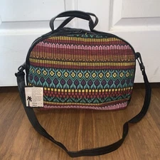 NWT Sun N Sand Beach Tote Bag Embroidered Colorful Zip Pocket Shoulder Strap