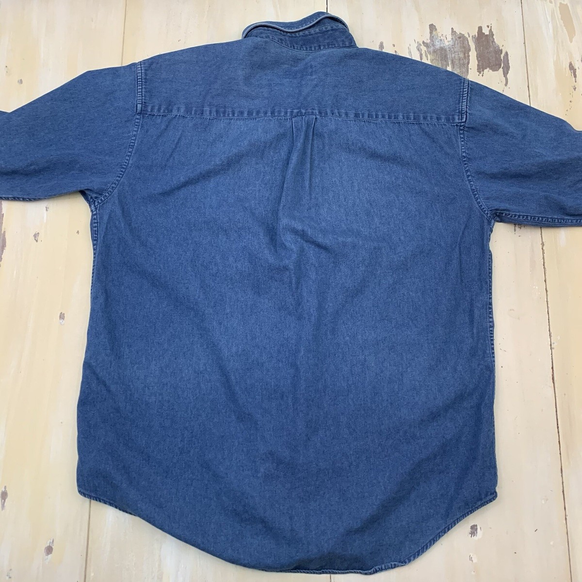 Chemise Homme Denim Bleu Vintage Années 90 Roundtree & Yorke - Taille L, Style Grunge Rétro