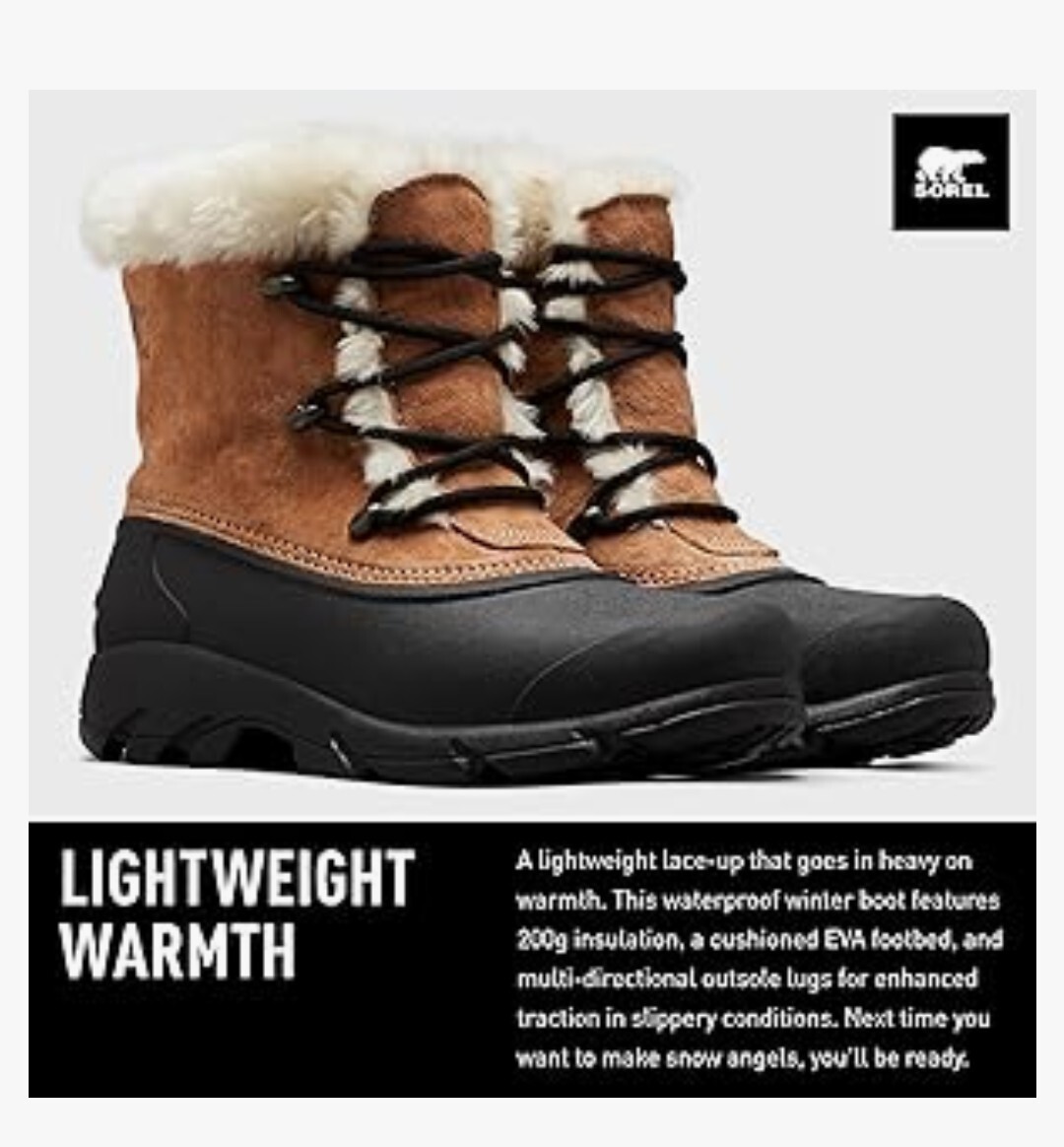 SOREL Snow Angel Size 10.0 Waterproof 200g Insulation Womens