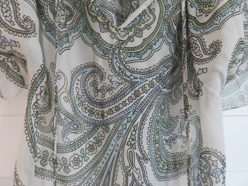 JAEGER PRETTY TAUPE GREY SILK CHIFFON BAROQUE PAISLEY PRINT TUNIC BLOUSE UK 10 - Picture 4 of 10
