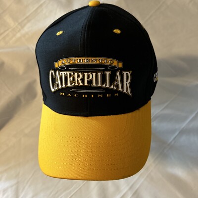 CAT Authentic Caterpillar Machines Snapback Hat/Cap Yellow Black NWOT